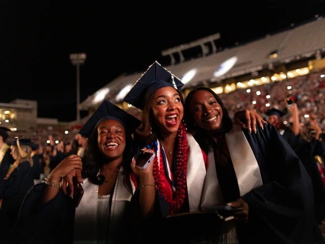 graduates celebrating commencement in Arizona Stadium